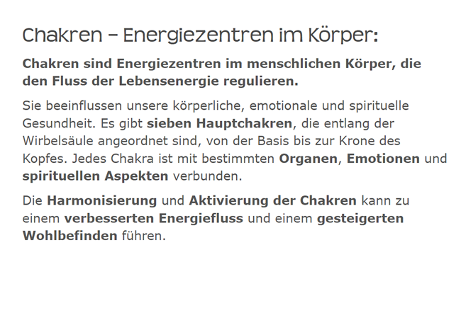 Chakren, Fernheilerin & Chakrenarbeit für Deutschland